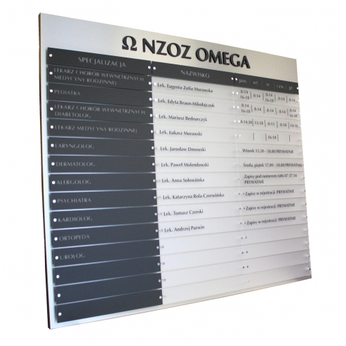 Tablica informacyjna NZOZ Omega